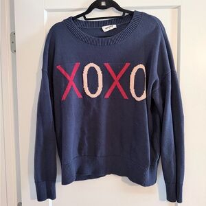 XOXO Navy and Pink Crew Neck Sweater